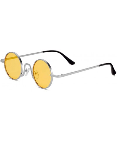 Round Vintage Sunglasses Hip Hop Eyewear Silver - N4 Silver Yellow - CW18WTAQERN $20.19