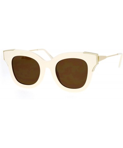 Butterfly Womens Fashion Sunglasses Square Butterfly Designer Style Eyewear UV400 - Ivory (Brown) - C4186KRZ3NL $23.65