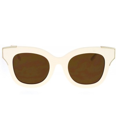 Butterfly Womens Fashion Sunglasses Square Butterfly Designer Style Eyewear UV400 - Ivory (Brown) - C4186KRZ3NL $10.87