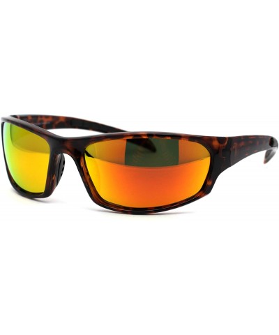 Sport Mens Tac Polarized Light Weight Warp Around Sport Plastic Sunglasses - Tortoise Orange Mirror - CY195UDGCDG $13.55