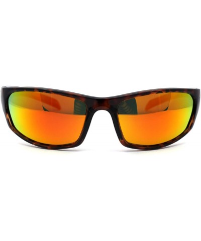 Sport Mens Tac Polarized Light Weight Warp Around Sport Plastic Sunglasses - Tortoise Orange Mirror - CY195UDGCDG $13.55