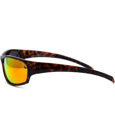 Sport Mens Tac Polarized Light Weight Warp Around Sport Plastic Sunglasses - Tortoise Orange Mirror - CY195UDGCDG $13.55