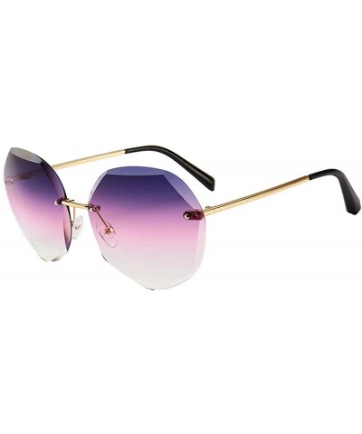 Shield Color Lens Sunglasses Stylish Sunnies Eyewear Metal Sunglasses - H - Gradient Purple - CF18W7Z9GXS $15.48