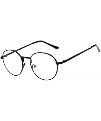 Round Women's Men's Round Clear Lens Glasses Metal Premium - 070_black - C11875UG3D6 $11.63