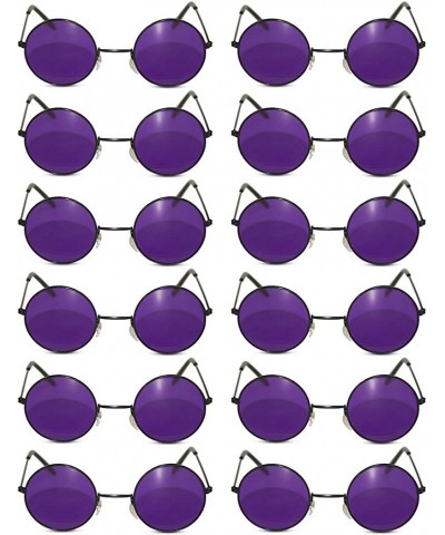 Round 12 Pack Round Lennon Hippie Sunglasses w/Various Colored Lens - Black - CE184G2DOMC $21.24