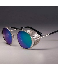 Round Retro Round Metal Sunglasses Steampunk Men Women Brand Designer Gold Tea - Silver Black - C718YKUS8T9 $8.80