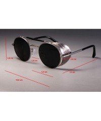Round Retro Round Metal Sunglasses Steampunk Men Women Brand Designer Gold Tea - Silver Black - C718YKUS8T9 $8.80