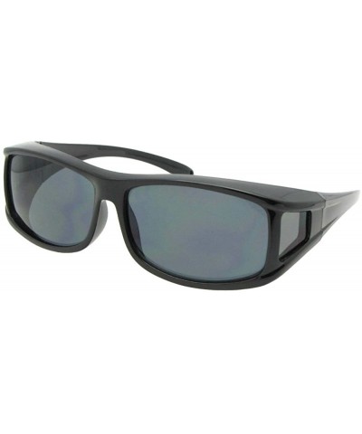 Rectangular Medium Non Polarized Fit Over Sunglasses F11 - Black Frame-non Polarized Gray Lens - CJ18D06KRZA $31.74