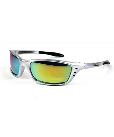 Wrap Unisex Half Rim Sporty Wraparound Sunglasses P810 - Silver-yellow Mirror Lens - CO11C2VQJ93 $12.84