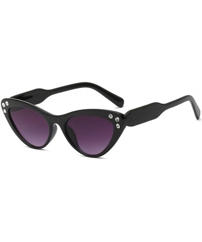 Oversized Fashion Unisex Plastic Frame Retro Cat Eye Sunglasses UV400 - Black - C518NLSE8R4 $18.94