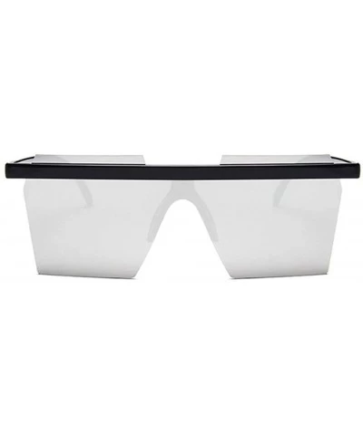 Oversized Square One Piece Sunglasses for Women Oversize Rectangle Sun Glasses Rimless Shades - Black Silver - CV1906E8R4C $2...