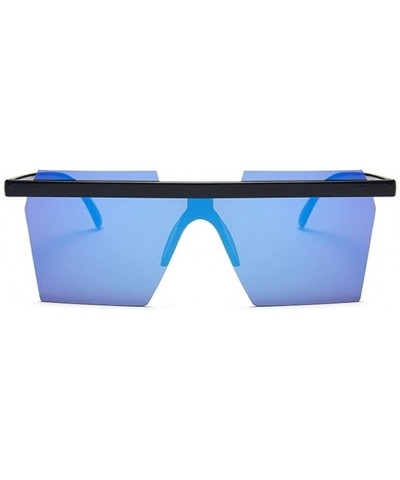 Oversized Square One Piece Sunglasses for Women Oversize Rectangle Sun Glasses Rimless Shades - Black Silver - CV1906E8R4C $1...
