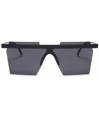 Oversized Square One Piece Sunglasses for Women Oversize Rectangle Sun Glasses Rimless Shades - Black Silver - CV1906E8R4C $1...