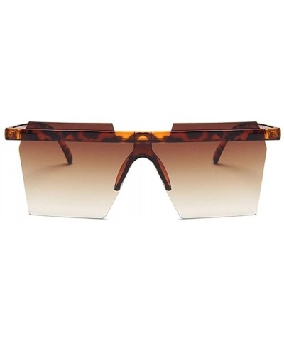 Oversized Square One Piece Sunglasses for Women Oversize Rectangle Sun Glasses Rimless Shades - Black Silver - CV1906E8R4C $1...