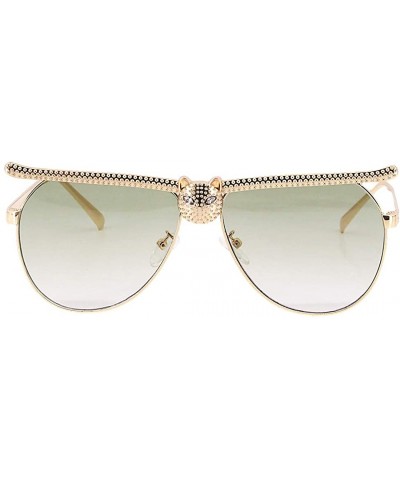 Square Stylish Metal Bee Decoration Sunglasses UV Protection Frame - Gradient Green/Leopard - C3190HKE9NU $16.50