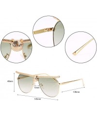 Square Stylish Metal Bee Decoration Sunglasses UV Protection Frame - Gradient Green/Leopard - C3190HKE9NU $16.50