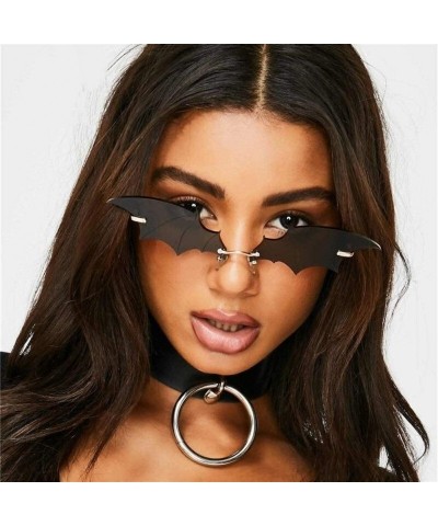 Rimless New Fashion Bat Sunglasses Women Luxury Vintage Mirror Rimless Sun Glasses Unique Sunglasses Female Male Uv400 - C819...