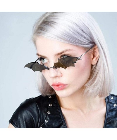 Rimless New Fashion Bat Sunglasses Women Luxury Vintage Mirror Rimless Sun Glasses Unique Sunglasses Female Male Uv400 - C819...