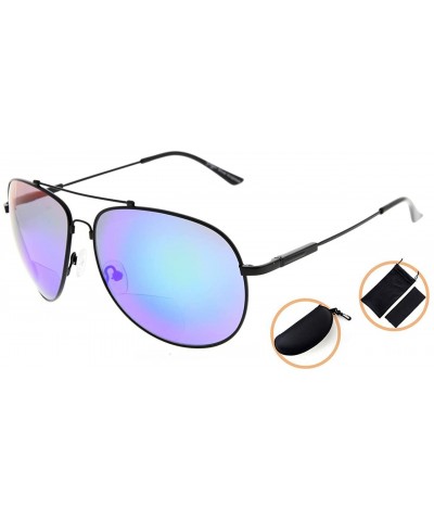 Rectangular Large Bifocal Sunglasses Polit Style Sunshine Readers with Bendable Memory Bridge and Arm - CF18036KTZ9 $21.96