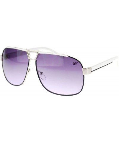 Aviator Designer Navigator Sunglasses Unisex Fashion Square Aviators - White (Smoke) - CS18844GX00 $18.76