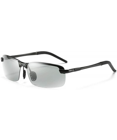 Rimless Photochromic Polarized Sunglasses Men Women for Day and Night Driving Glasses - A3043-black - CL18YMRKIN8 $33.57