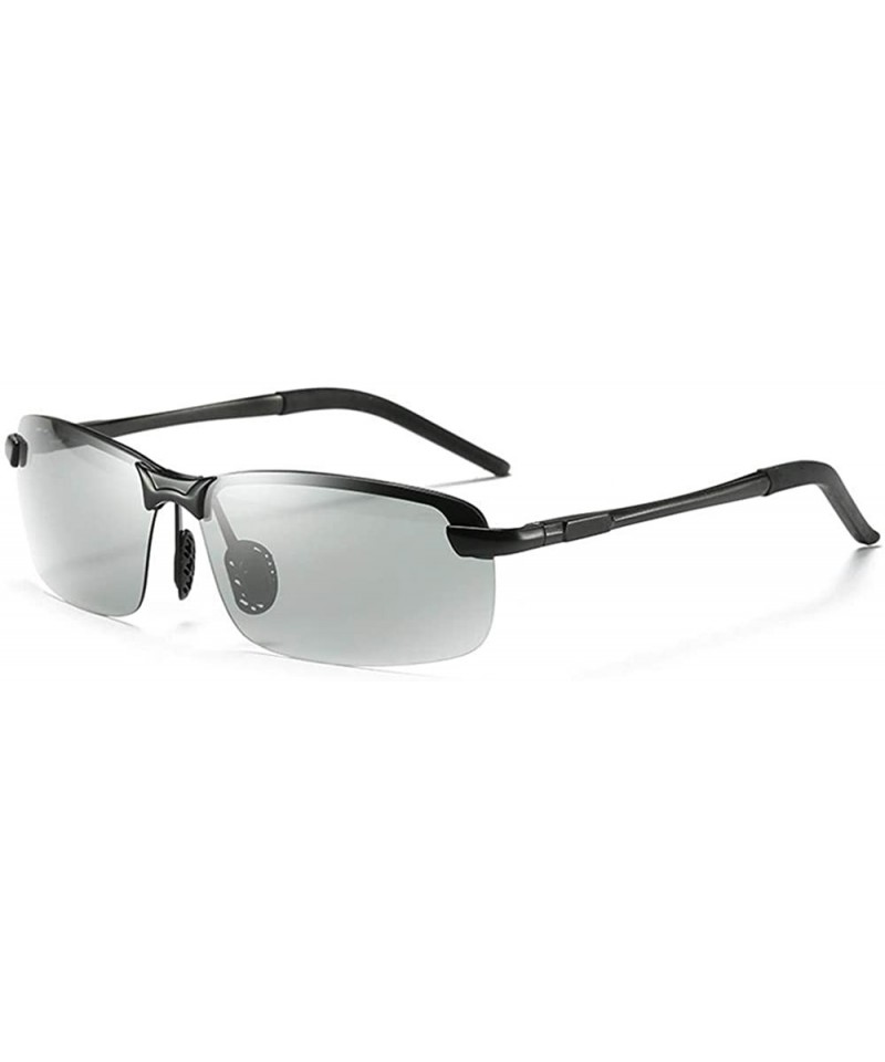 Rimless Photochromic Polarized Sunglasses Men Women for Day and Night Driving Glasses - A3043-black - CL18YMRKIN8 $18.85