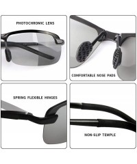 Rimless Photochromic Polarized Sunglasses Men Women for Day and Night Driving Glasses - A3043-black - CL18YMRKIN8 $18.85