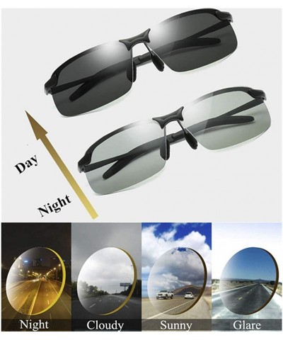 Rimless Photochromic Polarized Sunglasses Men Women for Day and Night Driving Glasses - A3043-black - CL18YMRKIN8 $18.85