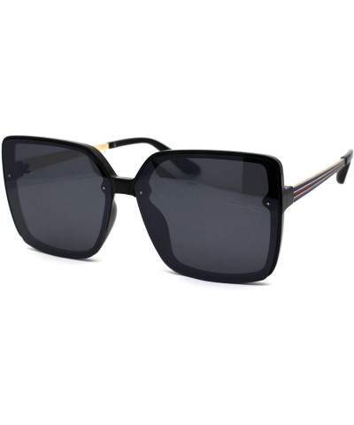Rectangular Womens Squared Rectangular Butterfly Plastic Designer Sunglasses - All Black - CV196WT3T38 $22.67
