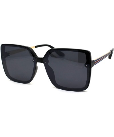 Rectangular Womens Squared Rectangular Butterfly Plastic Designer Sunglasses - All Black - CV196WT3T38 $13.66