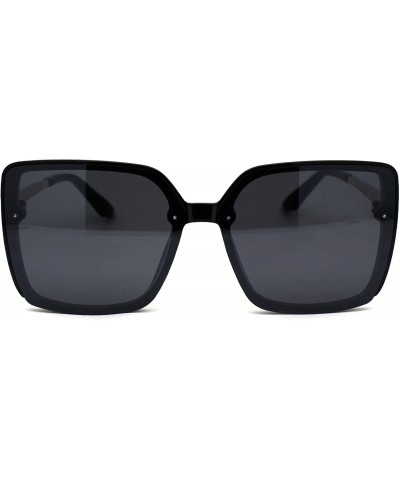 Rectangular Womens Squared Rectangular Butterfly Plastic Designer Sunglasses - All Black - CV196WT3T38 $13.66