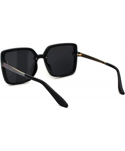 Rectangular Womens Squared Rectangular Butterfly Plastic Designer Sunglasses - All Black - CV196WT3T38 $13.66