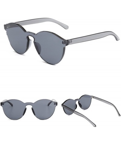 Round Round Plastic Frame Sunglasses for Women Men - Gray - C418ECS799T $28.79
