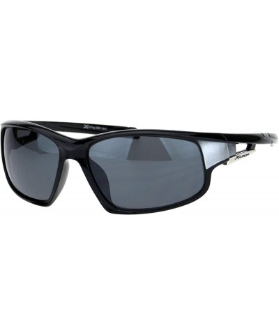 Wrap Xloop Sunglasses Mens Wrap Around Rectangular Sporty Frame UV 400 - Black Silver - CZ18OAWYNG7 $9.62