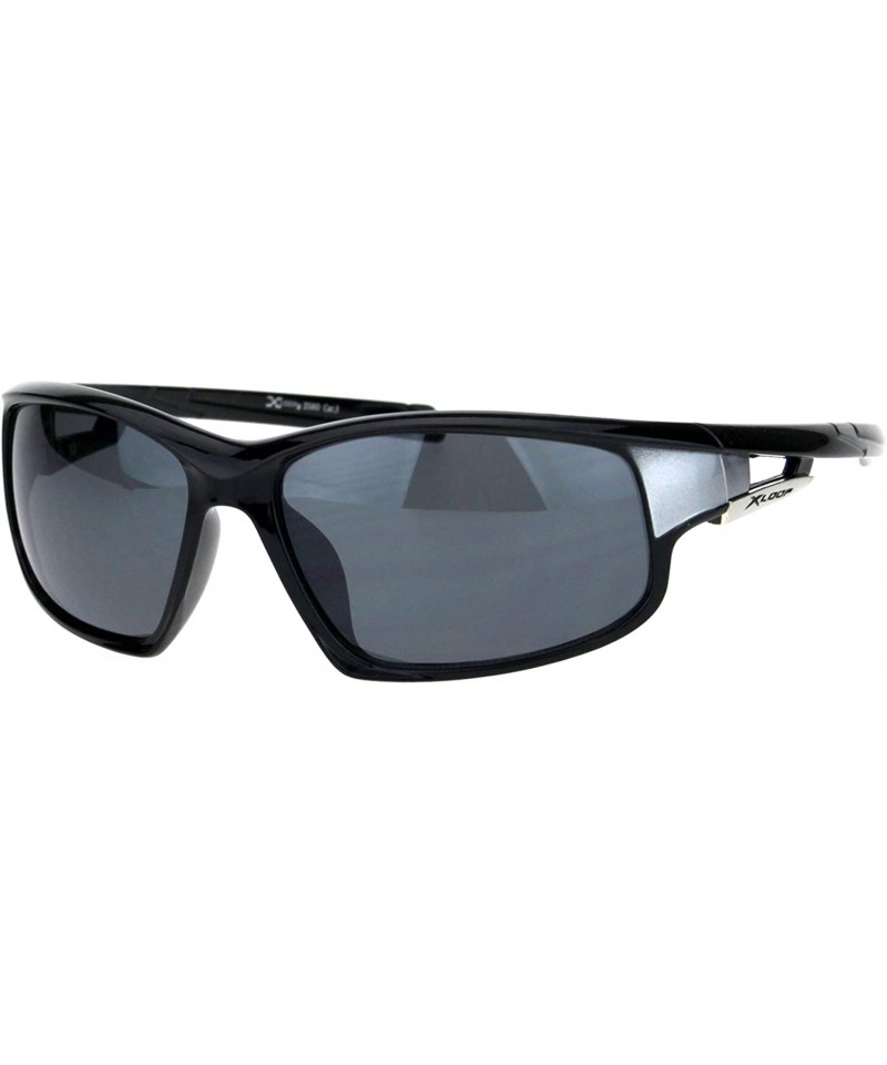 Wrap Xloop Sunglasses Mens Wrap Around Rectangular Sporty Frame UV 400 - Black Silver - CZ18OAWYNG7 $20.61
