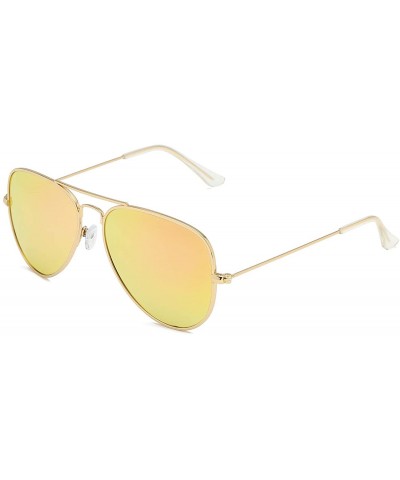 Aviator Aviator Sunglasses for Mens Womens Mirrored Sun Glasses Shades with Uv400 - Peach Pink - CD18YUCGXQL $19.17