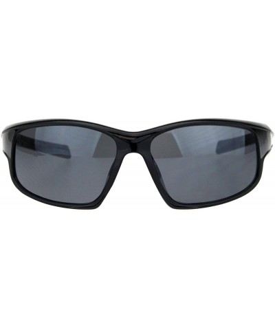 Wrap Xloop Sunglasses Mens Wrap Around Rectangular Sporty Frame UV 400 - Black Silver - CZ18OAWYNG7 $20.61