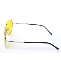 Aviator Men Women Spring Temple Aviator Yellow HD Night Driving Glasses Sunglasses - Rounded Silver - CC17YLHN67M $11.10