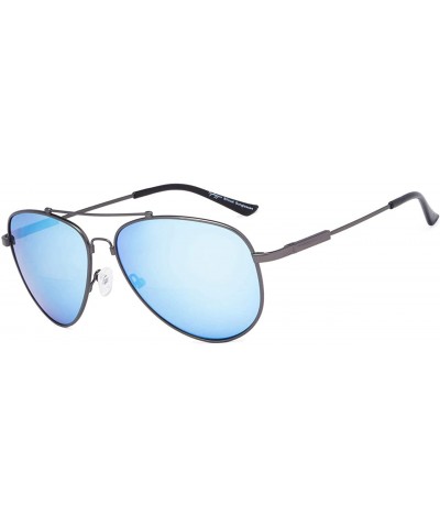 Aviator Bifocal Sunglasses - Polit Style Reading Sunglass with Memory Bridge and Arm - Gunmetal Frame Blue Mirror - CC18EGLGH...
