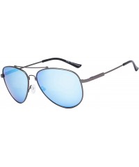 Aviator Bifocal Sunglasses - Polit Style Reading Sunglass with Memory Bridge and Arm - Gunmetal Frame Blue Mirror - CC18EGLGH...