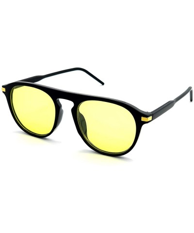 Rectangular Sunglasses - Fashion mod. PHOENIX - man woman EXCLUSIVE vintage aviator COOL FLAT - Black/Yellow - CG18Z6LRWDS $5...
