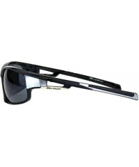 Wrap Xloop Sunglasses Mens Wrap Around Rectangular Sporty Frame UV 400 - Black Silver - CZ18OAWYNG7 $20.61