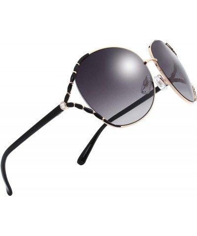 Oversized Classic Crystal Elegant Women Beauty Design Sunglasses Gift Box - L113-gold - CO18M0RRW9Y $15.61