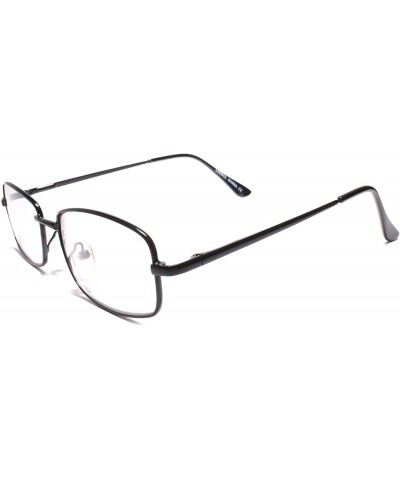 Rectangular Unisex Rectangle Vintage Mens Womens Clear Lens Nerd Geek Glasses - Black - CY18UN0RAAL $24.19