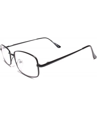 Rectangular Unisex Rectangle Vintage Mens Womens Clear Lens Nerd Geek Glasses - Black - CY18UN0RAAL $22.94