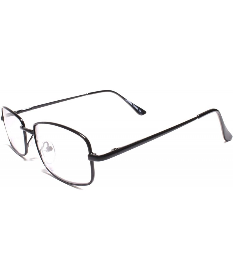 Rectangular Unisex Rectangle Vintage Mens Womens Clear Lens Nerd Geek Glasses - Black - CY18UN0RAAL $11.31