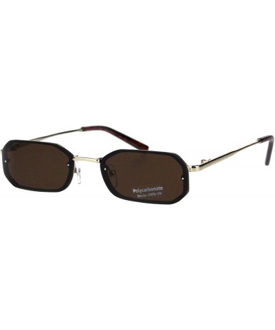 Rectangular Mens Retro Octagonal Narrow Exposed Edge Pimp Sunglasses - Gold Tortoise Brown - CN18IQY5EO5 $23.87