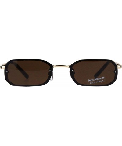 Rectangular Mens Retro Octagonal Narrow Exposed Edge Pimp Sunglasses - Gold Tortoise Brown - CN18IQY5EO5 $15.92