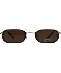 Rectangular Mens Retro Octagonal Narrow Exposed Edge Pimp Sunglasses - Gold Tortoise Brown - CN18IQY5EO5 $15.92