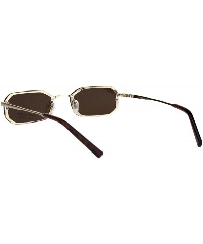 Rectangular Mens Retro Octagonal Narrow Exposed Edge Pimp Sunglasses - Gold Tortoise Brown - CN18IQY5EO5 $15.92
